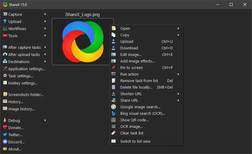 ShareX gelişmiş ekran görüntüsü ve ekran kaydı aracı