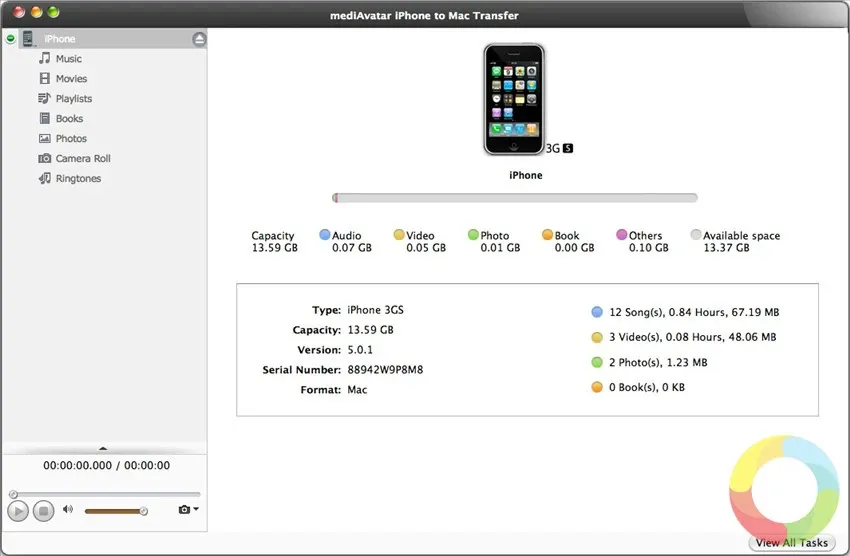 mediAvatar iPhone Transfer for Mac ile iPhone’dan Mac’e dosya aktarımı ekran görüntüsü