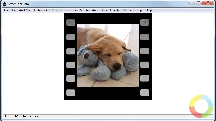 ScreenFaceCam Windows ekran ve webcam kaydedici arayüzü