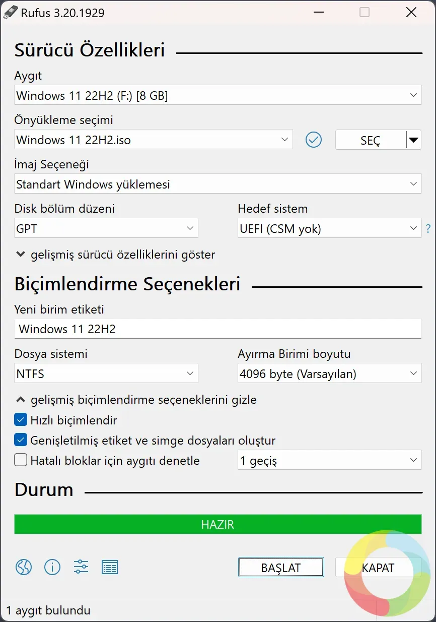 Rufus ile Windows 11 yükleme
