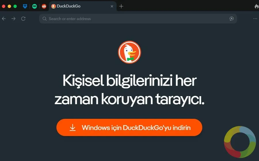 DuckDuckGo gizlilik odaklı internet tarayıcısı arayüzü