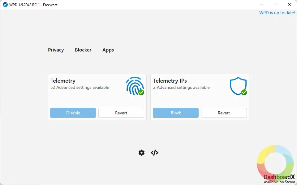 WPD Windows 11 gizlilik aracı arayüz görüntüsü
